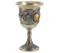 Retro European Style Small Goblet Drinking Cup with Flat Bottom Design | Copper and Zinc Alloy Construction, Smooth Surface, Exquisite Decorative Pattern, Suitable for Tea, Shot Drinks, Tabletop