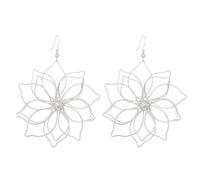 Retro Exaggerated for Women's Earrings and Rings Metal Hollow Flower Earrings Female Quality Braided Geometric Earrings Earrings Rings (silver A)