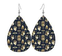 Retro Exotic Elements Print Earrings for Women, Fashion Teardrop Leather Earrings for Women Trendy, Colorful Tear Drop Earring Jewelry
