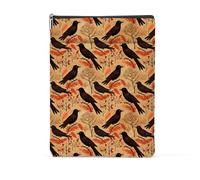 Retro Fall Book Lovers Gifts Waterproof Autumn Leaves Crow Book Sleeve Halloween Book Pouch Book Protector with Zipper and Front Pocket Book Cover for Women Readers Book Accessories Book Club Gifts