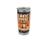 Retro Fall Pumpkin Coquette Leopard Hey There Pumpkin Stainless Steel Insulated Tumbler