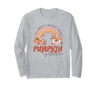 Retro Fall Pumpkin Please Rainbow Autumn Aesthetic Design Long Sleeve T-Shirt