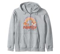 Retro Fall Pumpkin Please Rainbow Autumn Aesthetic Design Zip Hoodie
