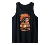 Retro Fall Season Pumpkin Golden Doodle Lover Training Dog Tank Top