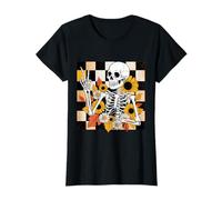 Retro Fall Skeleton Halloween Skeleton Flower Spooky Season T-Shirt