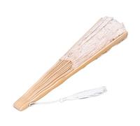 Retro Fan, Lace Handheld Chinese Folding Fan Embroidered Bridal Hand with Tassel Hand For Women Foldable Lace For Women Wedding Decoration Dancing Party (Beige)