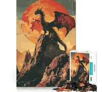 Retro Fantasy Dragon Puzzle for Teenagers 1000 Pieces Smart Reason Toy Stress Release Sharp Edge Birthday Gift (38x52cm)