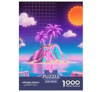 Retro Fantasy Island Jigsaw Puzzles Great Gift for Adults 1000 Piece Family Challenging Toys Home Decors Psychedelic Island Jigsaw Puzzle for Women Men Adult 70x50cm/1000pcs