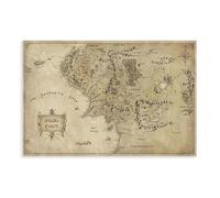 Retro Fantasy Middle-earth Map Canvas Poster Bedroom Decor Landscape Office Room Decor Gift 12x18inch(30x45cm)