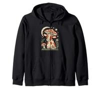 Retro farm animal relaxing by a magical red toadstool Zip Hoodie