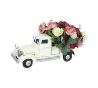 Retro Farmhouse Small Truck White Pickup Planter Flower Pots Decorations for Tabletop Tiered Tray Indoor Home Car Model Christmas Ornament Bulk (Beige, 21.8x9cm)