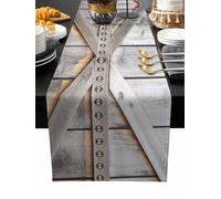Retro Farms Table Runner 108 Inches Long,Farmhouses Vintage Cabin Barn Wood Plank Washable Kitchen Decorations Dining Burlap Table Runner for Home Party,Restaurant,Indoor and Outdoor Dinner,13x108in