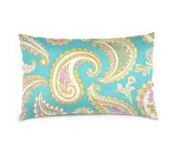 Retro Fashion Flower Paisley Gold Turquoise Standard/Queen Size empty pillow case with zipper cool cotton pillow cases Smooth Soft Breathable fundas de almohadas 20x30 inchs Set of 2