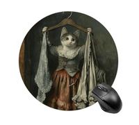 Retro Fashion Style Mouse Pad Round Laptop Mouse Mat Cute Computer Mousepad Keyboard Pad Non-Slip Desk Pads for Gaming Office Work Home
