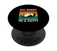 Retro Fat Chonk Dad Lazy Cat Daddy To A Fatty Pet Humor PopSockets Adhesive PopGrip
