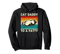 Retro Fat Chonk Dad Lazy Cat Daddy To A Fatty Pet Humor Pullover Hoodie