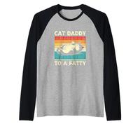 Retro Fat Chonk Dad Lazy Cat Daddy to A Fatty Pet Humor Raglan Baseball Tee