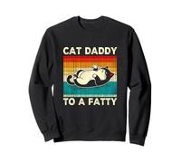 Retro Fat Chonk Dad Lazy Cat Daddy To A Fatty Pet Humor Sweatshirt