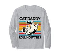 Retro Fat Chonk Dad Tee Funny Cat Daddy Rolling Fatties Cat Long Sleeve T-Shirt
