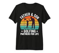 Retro Father Son Golfing Partners for Life Sunset Premium T-Shirt