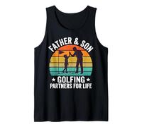 Retro Father Son Golfing Partners for Life Sunset Tank Top