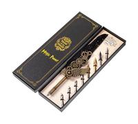 Retro Feather Dip Pen Set Vintage Quill Pen Steampunk Mechanical Style Calligraphy Writing Signature with 8 Replacement Nibs in Gift Box for Handwriting Student Friends
