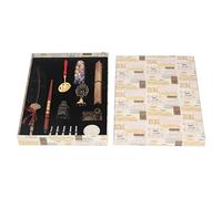 Retro Feather Pen Set with Metal Pen Holder and Replaceable Handle for Fine Calligraphy Writing Suitable for Students and Artists (Black Dot)