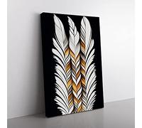 Retro Feathers No.1 Canvas Print for Living Room Bedroom Home Office Décor, Wall Art Picture Ready to Hang, 76x50 cm (30x20 Inch) CAN3020-V1022-CK-3793