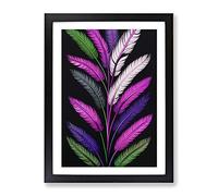 Retro Feathers No.4 Framed Print for Living Room Bedroom Home Office Décor, Wall Art Picture Ready to Hang, Black A3 Frame (34 x 46 cm)