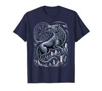 Retro Fenrir Celtic Compass - Norse Wolf Viking Vegvisir T-Shirt