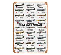 Retro Fighter Poster Metal Tin Sign World War II Aircraft Military Fans Poster Vintage Metal Plaque Wall Decor Gift For Bathroom Restaurant Farm Bedroom Cafe School 8x12 Inch