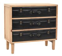 Retro Fir Wood Drawer Cabinet 80x36x75 cm with Vintage Suitcase Design