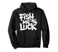 Retro Fish Me Luck Funny Fishing Joke Pun Fishermen Lucky Pullover Hoodie