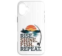 Retro Fishing Graphic Sunset Illustration Case for iPhone 16 Plus