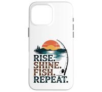 Retro Fishing Graphic Sunset Illustration Case for iPhone 16 Pro Max