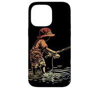 Retro Fishing Kid Drawing Fisherman for Boys and Girls Case for iPhone 14 Pro Max