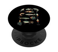 Retro Fishing Lures Fish Bait Collection Fisherman PopSockets Adhesive PopGrip
