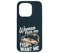 Retro Fishing Women Love Me Fish Fear Me Bass Fishing Legend Case for iPhone 15 Pro