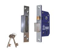 Retro FIT 80mm 5 Lever Roller Sash Lock British Standard BS3621 Satin Stainless Steel