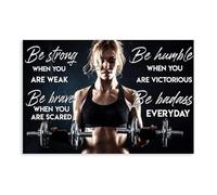 Retro Fitness Girl Be A Badass Be Strong When You Are Weak Poster - Sports Fitness Motivational Quotes Canvas Poster Wall Art Decor Print Picture Paintings for Living Room Bedroom Decoration Unframe-s