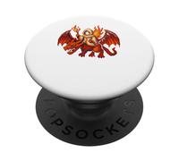 Retro Flame Mage Riding Fire Breathing Dragon Magical 16-Bit PopSockets Adhesive PopGrip