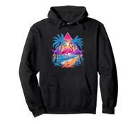 Retro Flamingo Sunset Paradise Pullover Hoodie