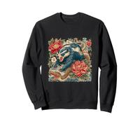 Retro Flash Tattoo Honey Badger VS Cobra Snake Art Print Sweatshirt