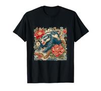 Retro Flash Tattoo Honey Badger VS Cobra Snake Art Print T-Shirt