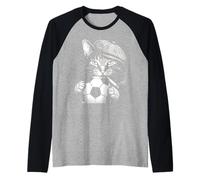 Retro Flat Cap Smoking Feline Kitten Team Fans Tabby Soccer Raglan Baseball Tee