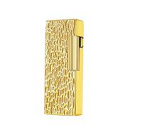 Retro Flip Butane Lighter - Vintage Engraved Metal Side-Slide Lighter with Windproof Spray and Soft Flame, for Collectors