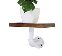 Retro Floating Wall Shelves Solid Wood Display Stand for Living Room Industrial Water Pipe Support 5 Colors Available (White) Stylish Home Décor Storage Solution