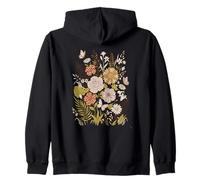 Retro Floral Animal Print Butterfly Boho Flowers Aesthetic Zip Hoodie