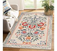 Retro Floral Area Rug 190x250cm Red Beige Traditional Oriental Washable NonSlip Large Carpet for Living Room Bedroom Dining Room Kitchen