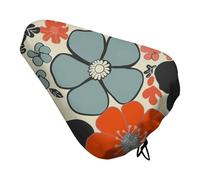 Retro Floral Bike Seat Cushion Waterproof Bike Seat Cover Non-Slip Bicycle Cushion Seat Protector with Drawstring Adjustable Bike Seat Cushion Cover for Men Women